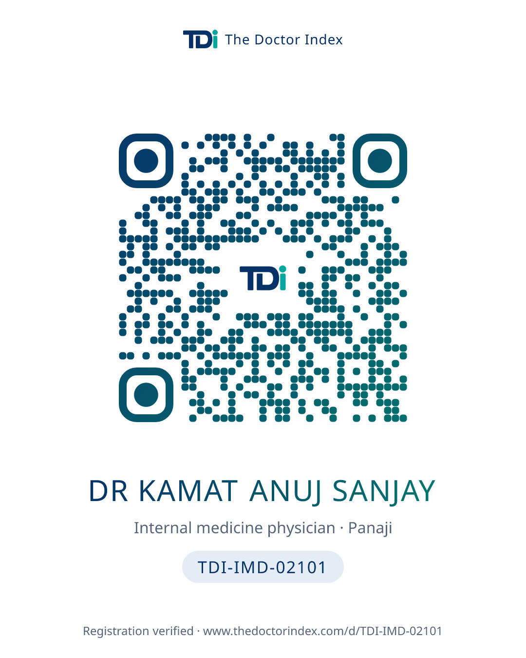 QR card for Dr Kamat Anuj Sanjay, TDI-IMD-02101