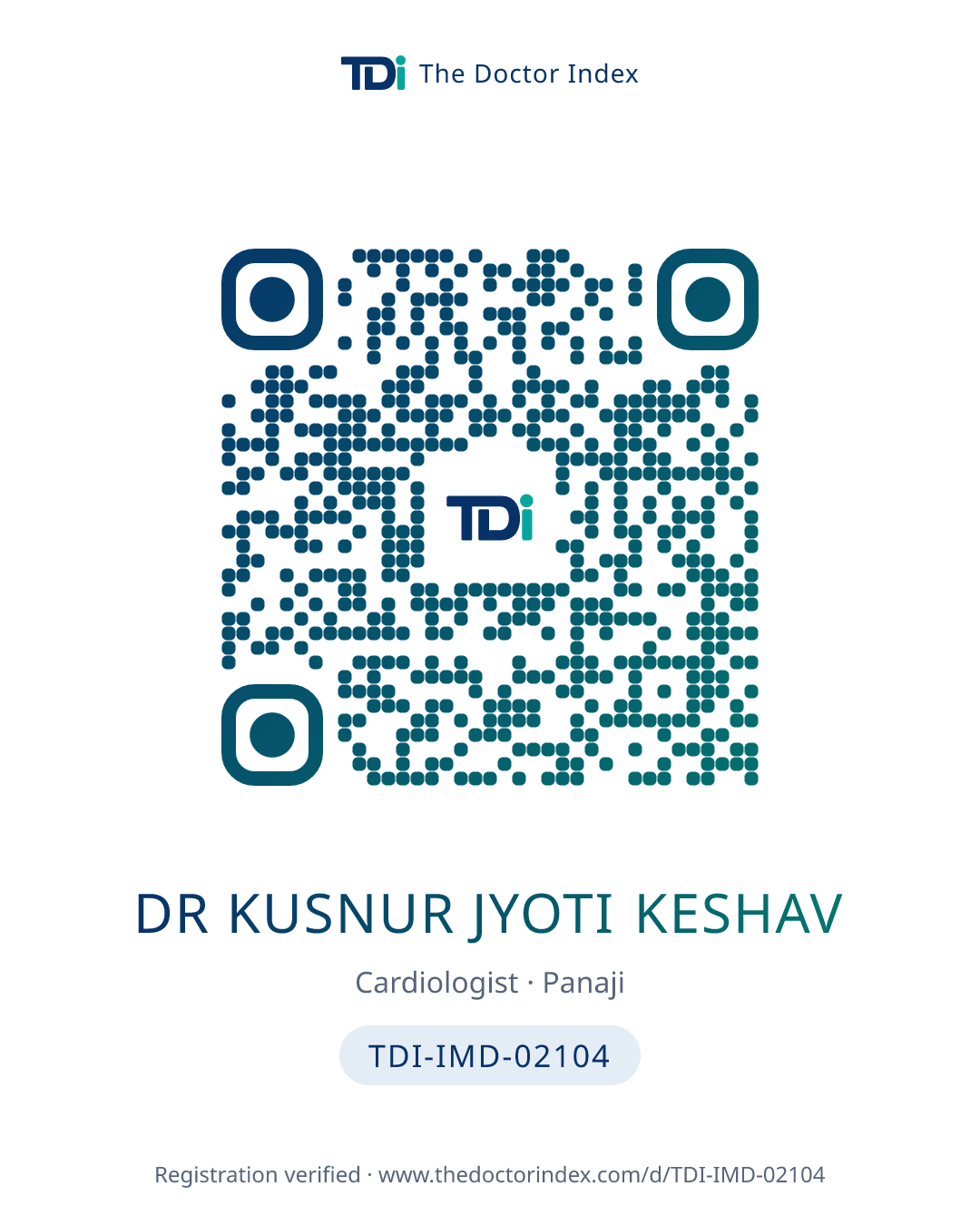 QR card for Dr Kusnur Jyoti Keshav, TDI-IMD-02104