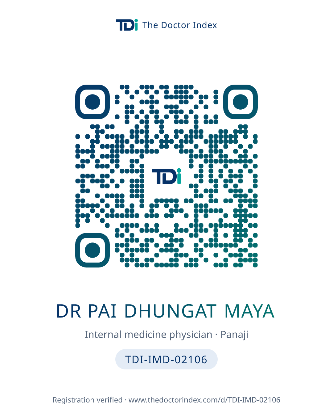 QR card for Dr Pai Dhungat Maya, TDI-IMD-02106