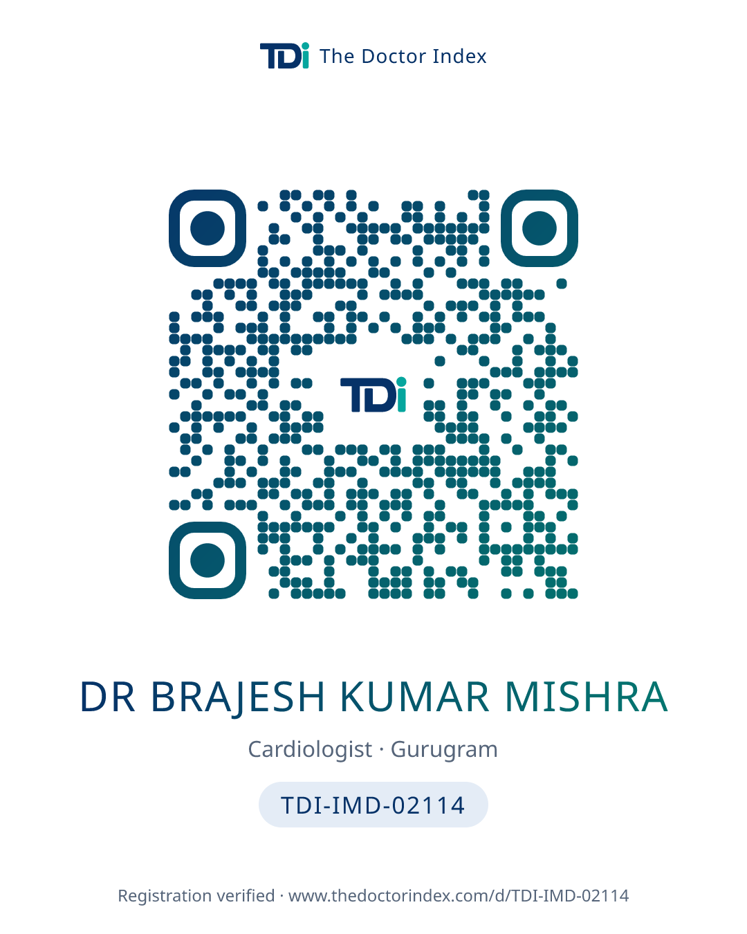 QR card for Dr Brajesh Kumar Mishra, TDI-IMD-02114