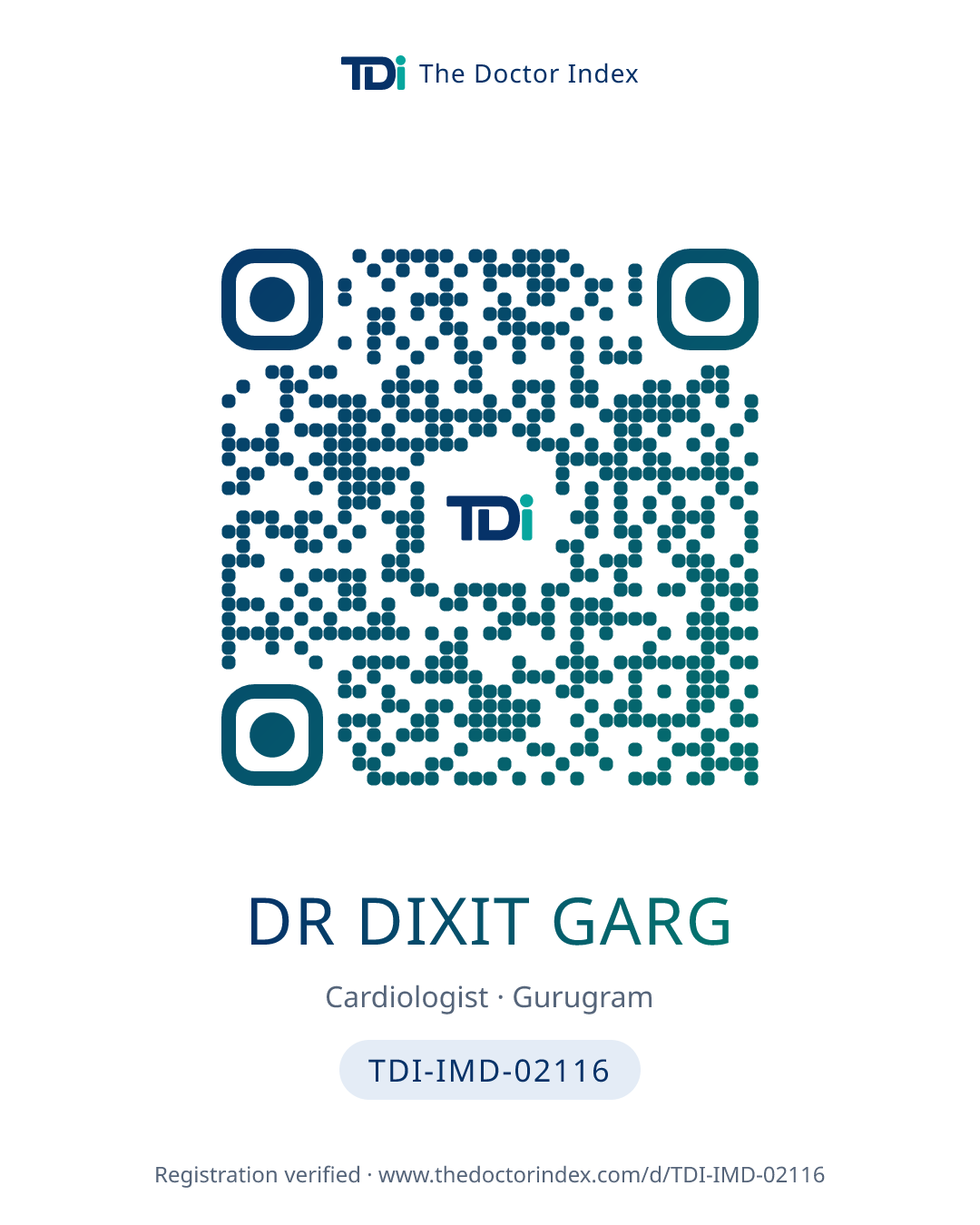 QR card for Dr Dixit Garg, TDI-IMD-02116