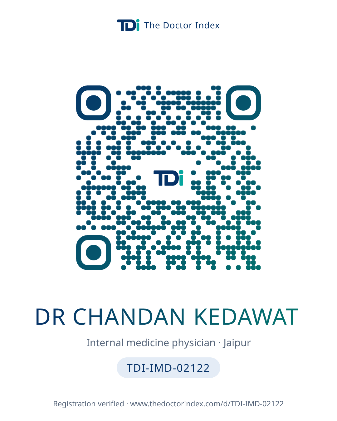 QR card for Dr Chandan Kedawat, TDI-IMD-02122