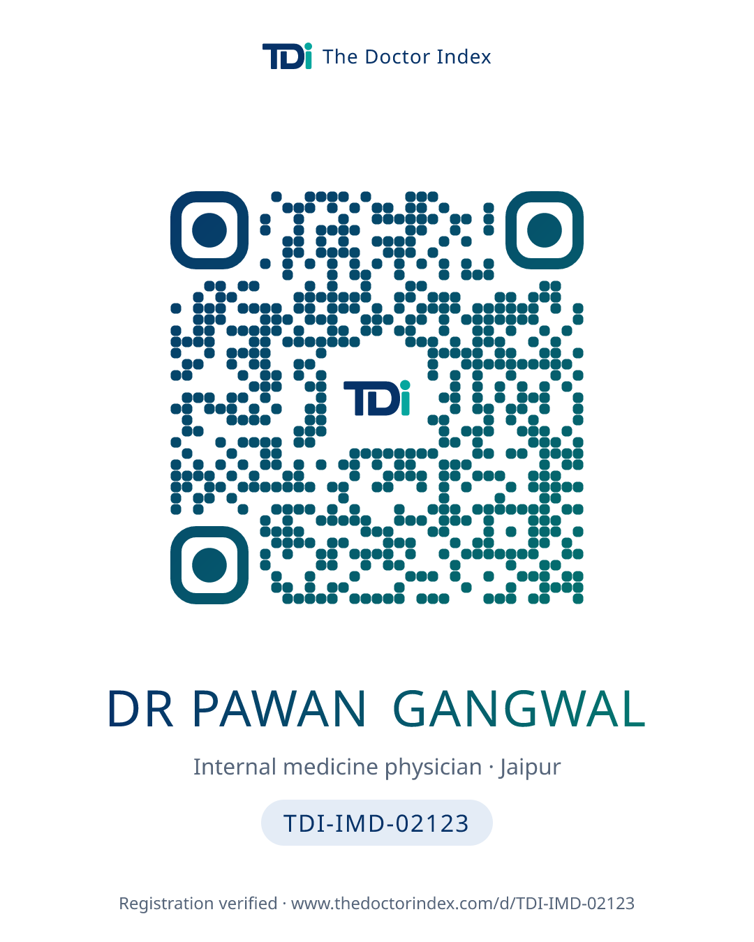 QR card for Dr Pawan Gangwal, TDI-IMD-02123