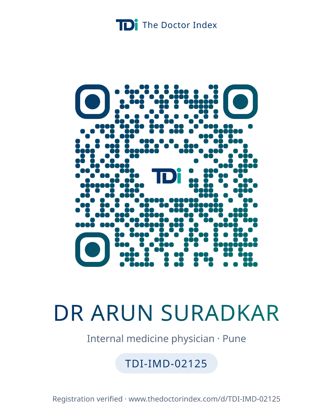 QR card for Dr Arun Suradkar, TDI-IMD-02125