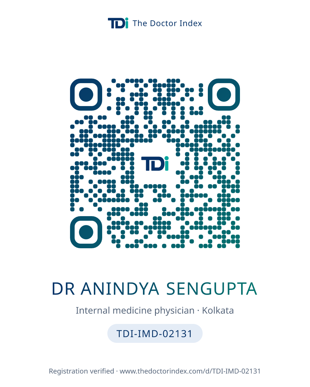 QR card for Dr Anindya Sengupta, TDI-IMD-02131
