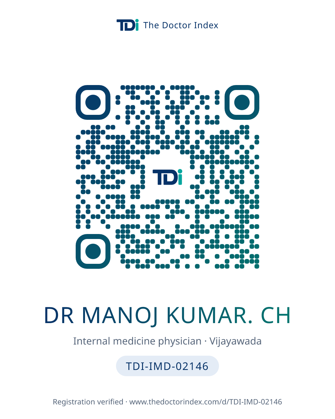 QR card for Dr Manoj Kumar. Ch, TDI-IMD-02146