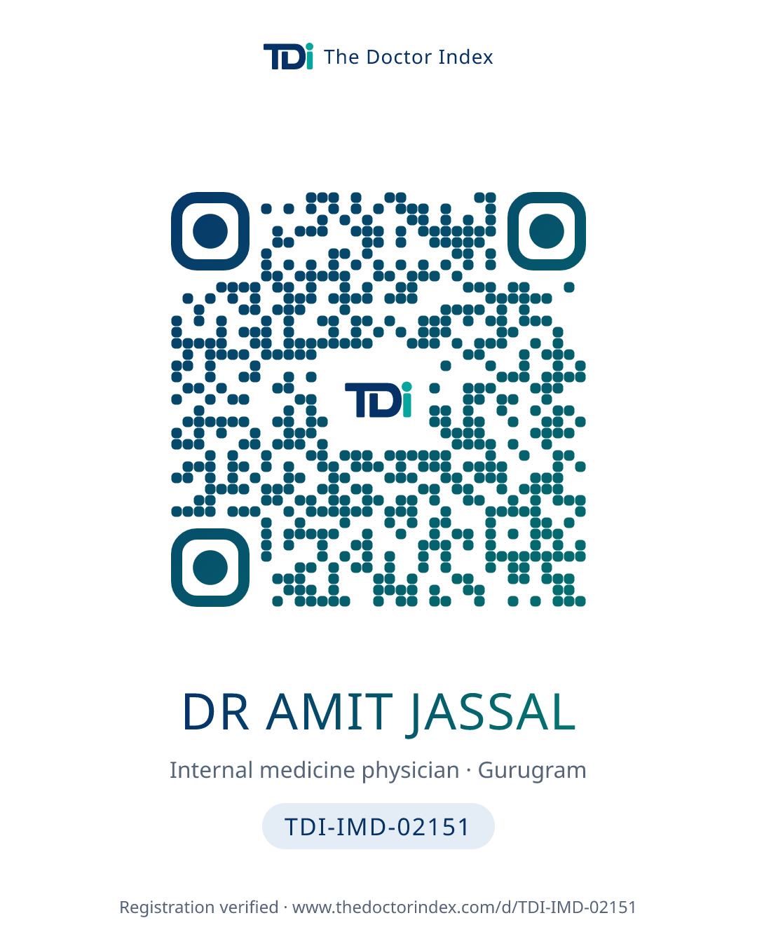 QR card for Dr Amit Jassal, TDI-IMD-02151