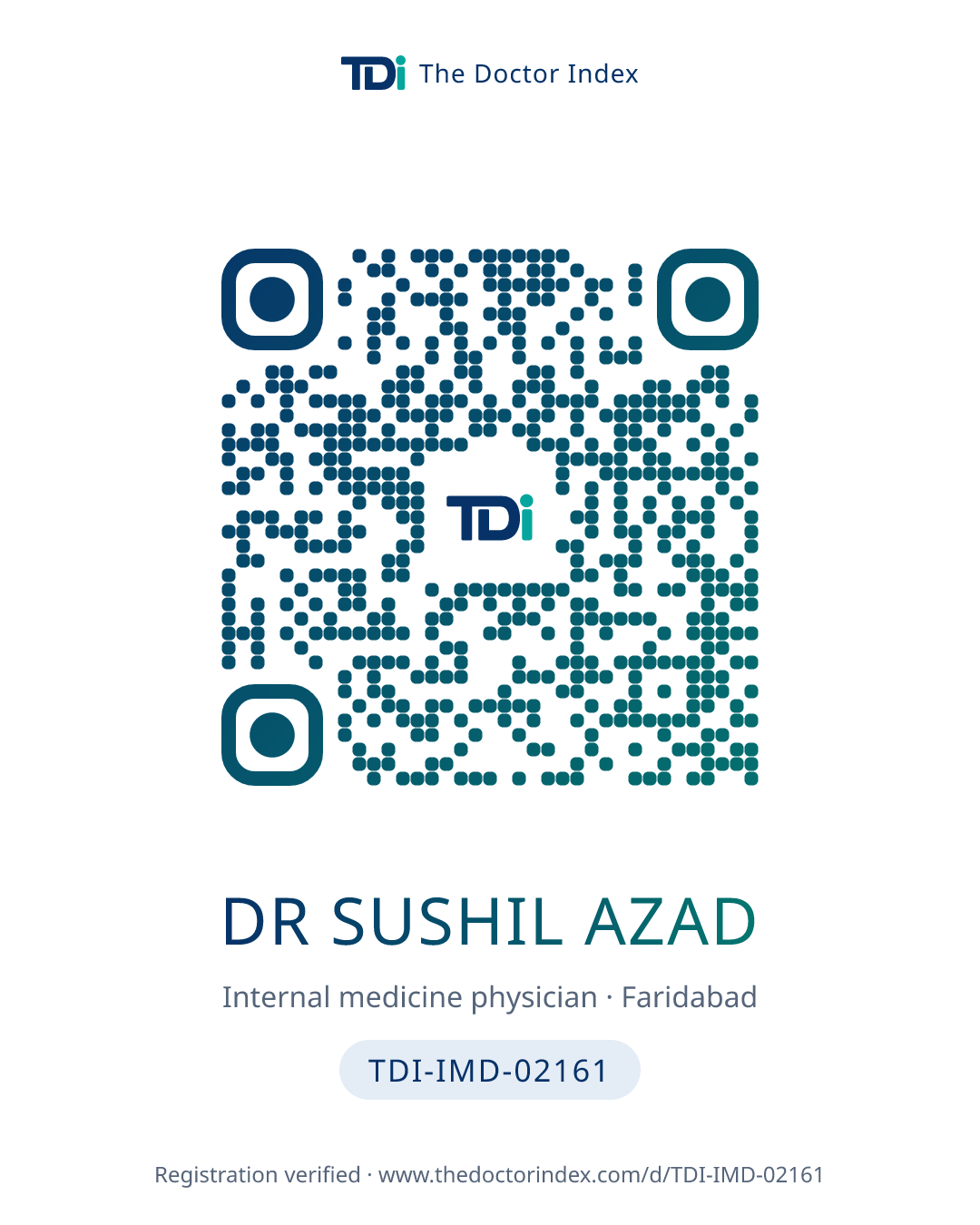 QR card for Dr Sushil Azad, TDI-IMD-02161