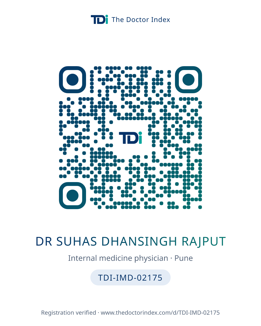 QR card for Dr Suhas Dhansingh Rajput, TDI-IMD-02175