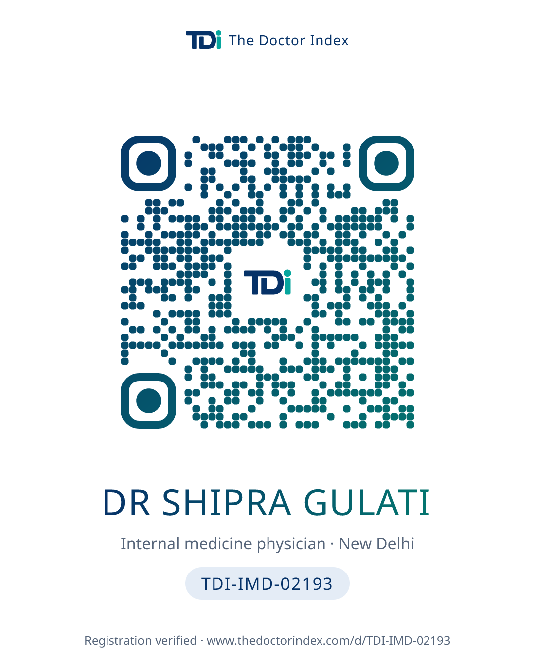 QR card for Dr Shipra Gulati, TDI-IMD-02193