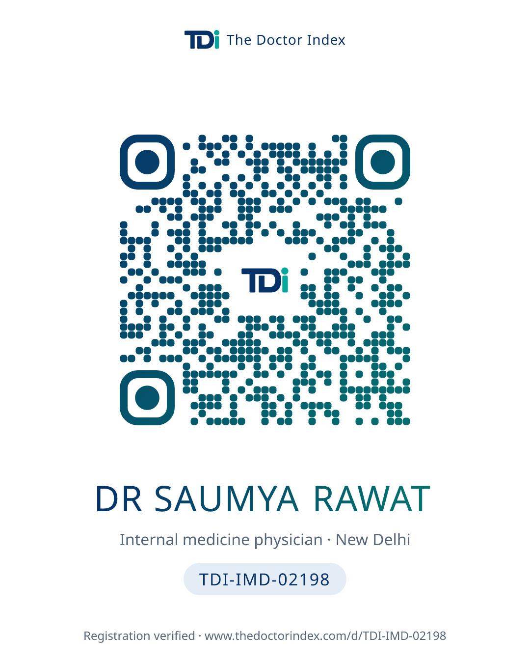 QR card for Dr Saumya Rawat, TDI-IMD-02198