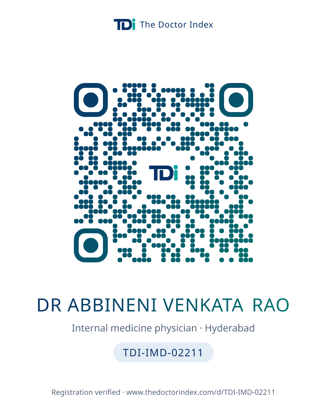QR card for Dr Abbineni Venkata Rao, TDI-IMD-02211
