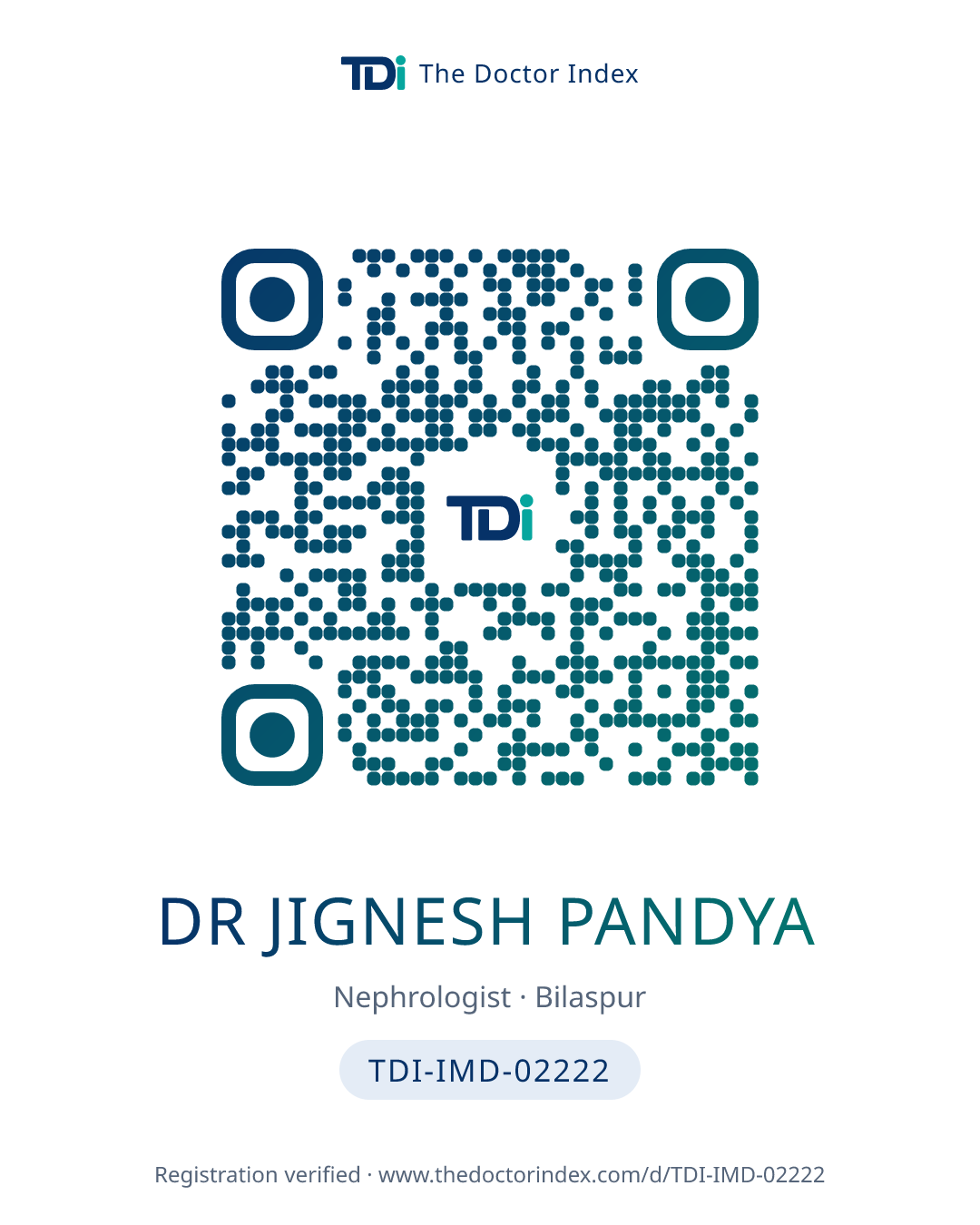 QR card for Dr Jignesh Pandya, TDI-IMD-02222