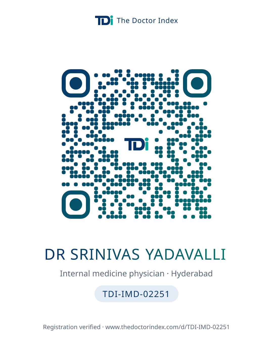 QR card for Dr Srinivas Yadavalli, TDI-IMD-02251