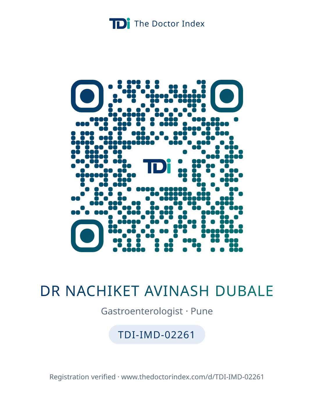 QR card for Dr Nachiket Avinash Dubale, TDI-IMD-02261