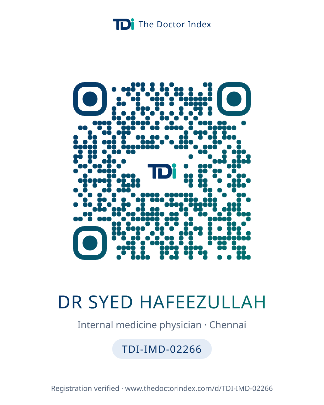 QR card for Dr Syed Hafeezullah, TDI-IMD-02266