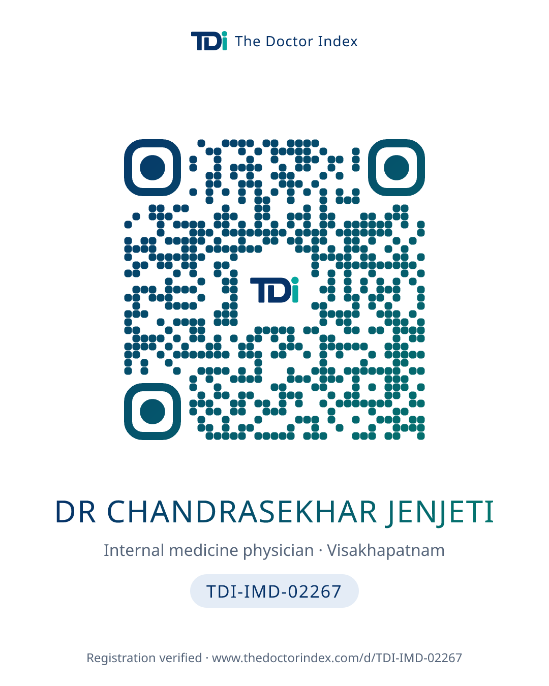 QR card for Dr Chandrasekhar Jenjeti, TDI-IMD-02267