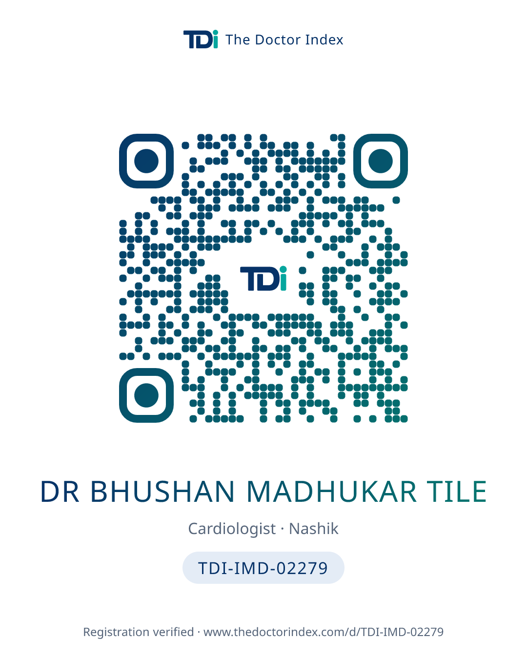 QR card for Dr Bhushan Madhukar Tile, TDI-IMD-02279