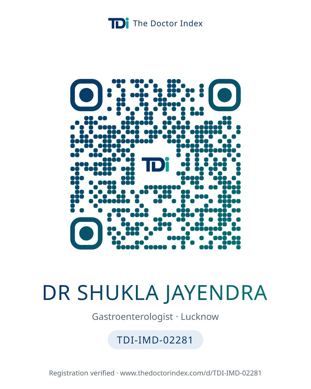 QR card for Dr Shukla Jayendra, TDI-IMD-02281