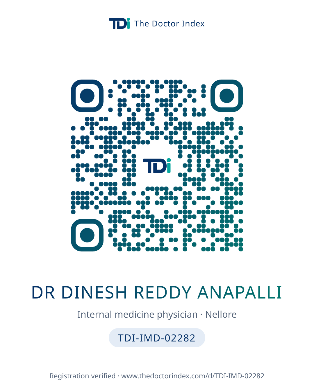 QR card for Dr Dinesh Reddy Anapalli, TDI-IMD-02282