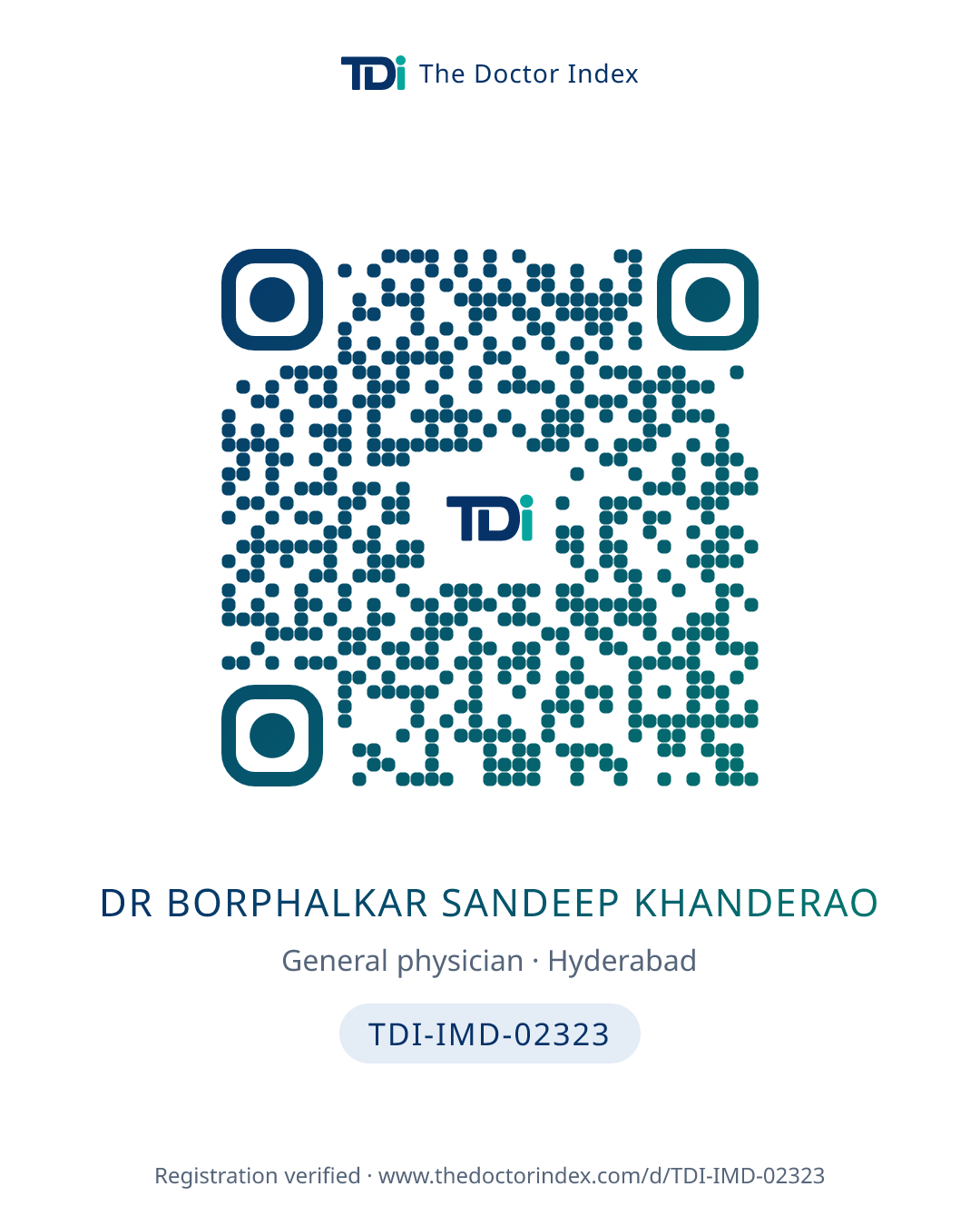 QR card for Dr Borphalkar Sandeep Khanderao, TDI-IMD-02323