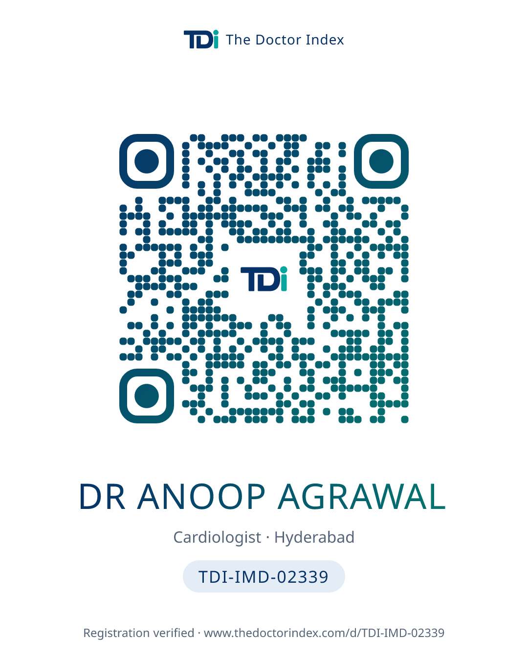 QR card for Dr Anoop Agrawal, TDI-IMD-02339