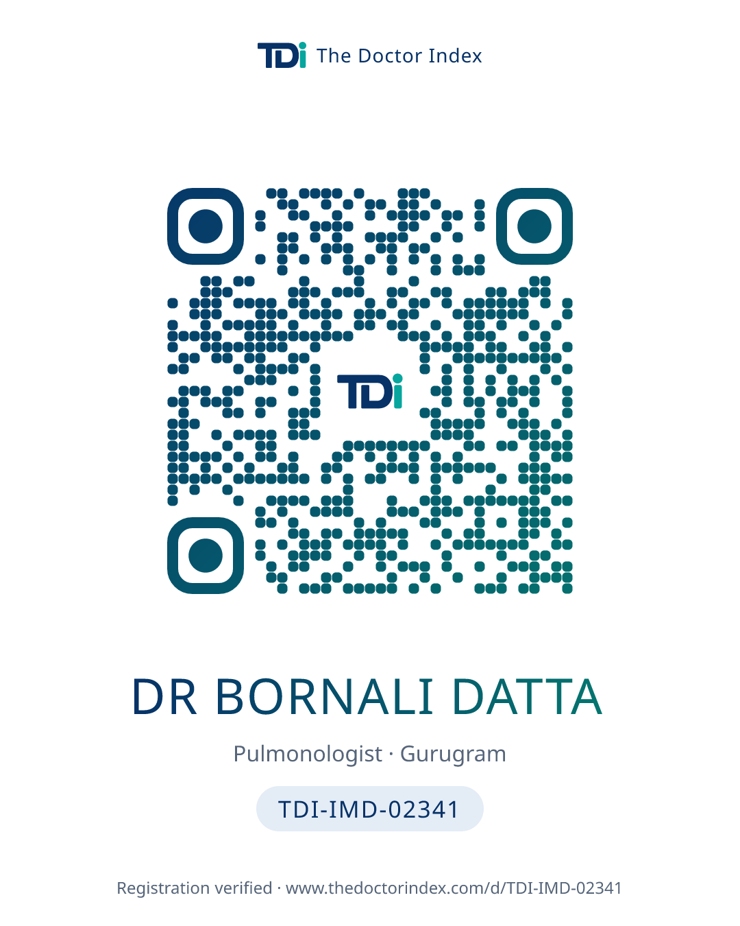 QR card for Dr Bornali Datta, TDI-IMD-02341
