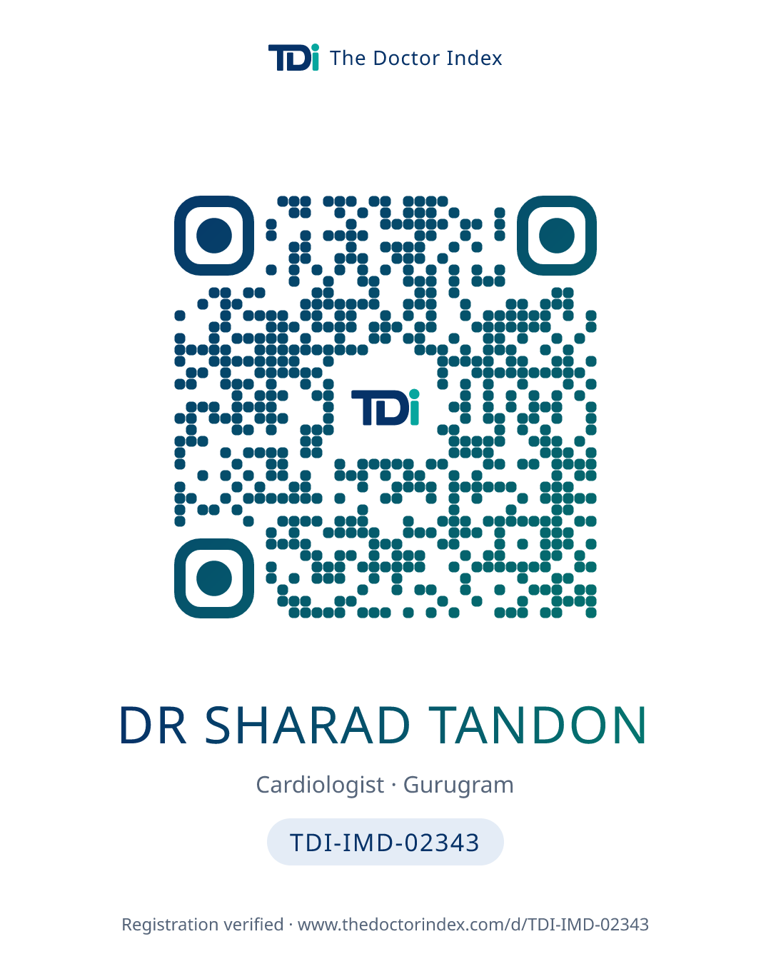 QR card for Dr Sharad Tandon, TDI-IMD-02343