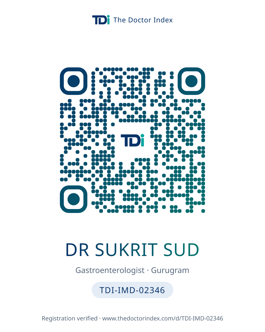 QR card for Dr Sukrit Sud, TDI-IMD-02346