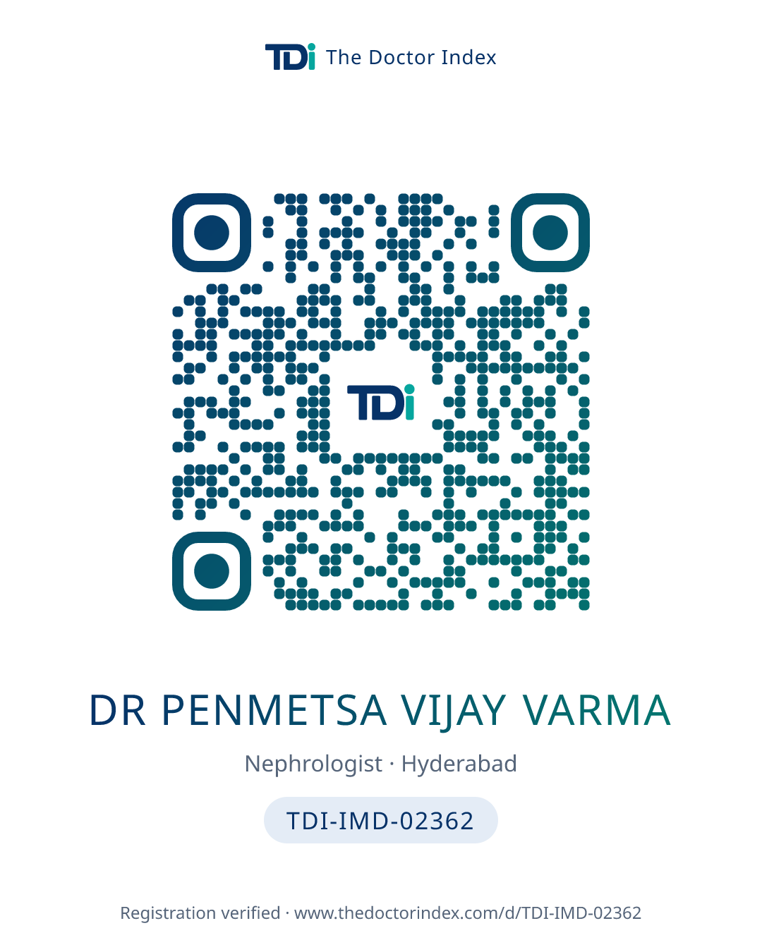 QR card for Dr Penmetsa Vijay Varma, TDI-IMD-02362