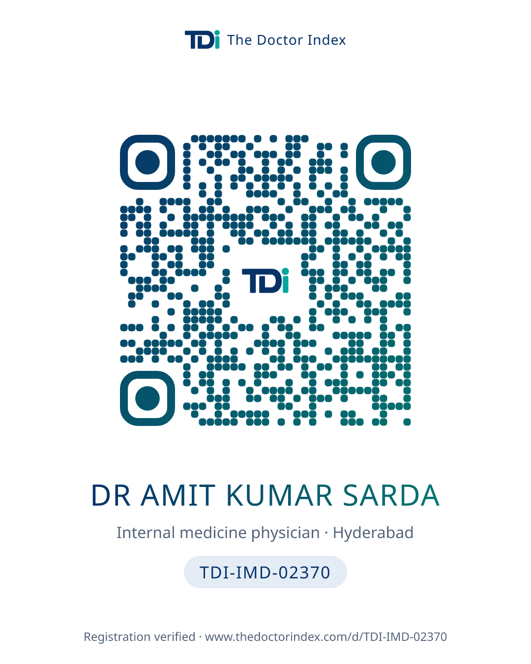 QR card for Dr Amit Kumar Sarda, TDI-IMD-02370