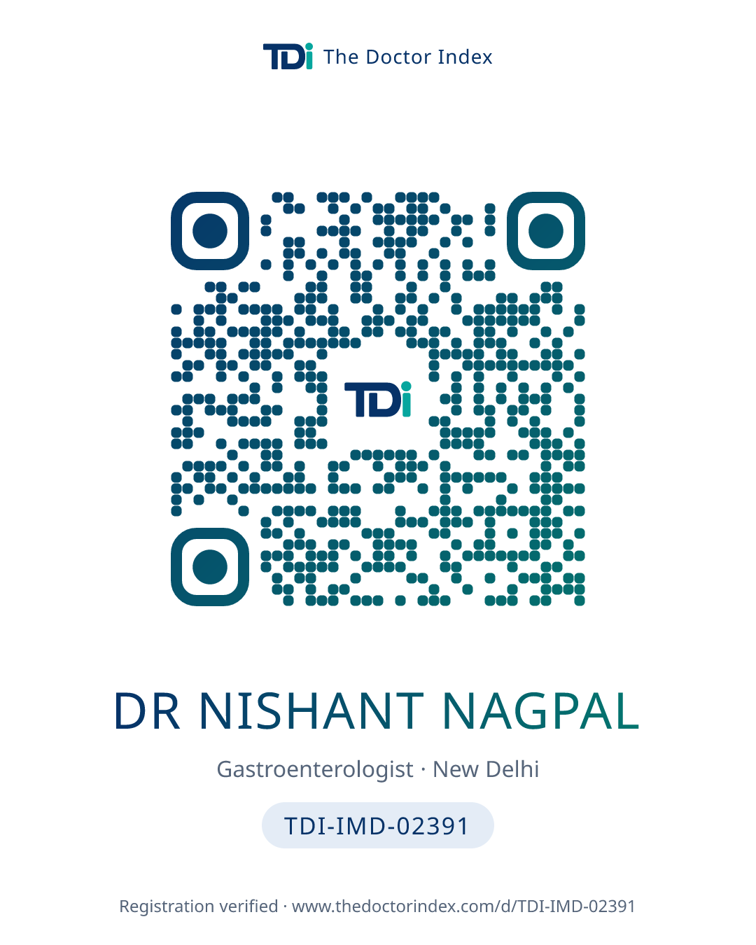 QR card for Dr Nishant Nagpal, TDI-IMD-02391