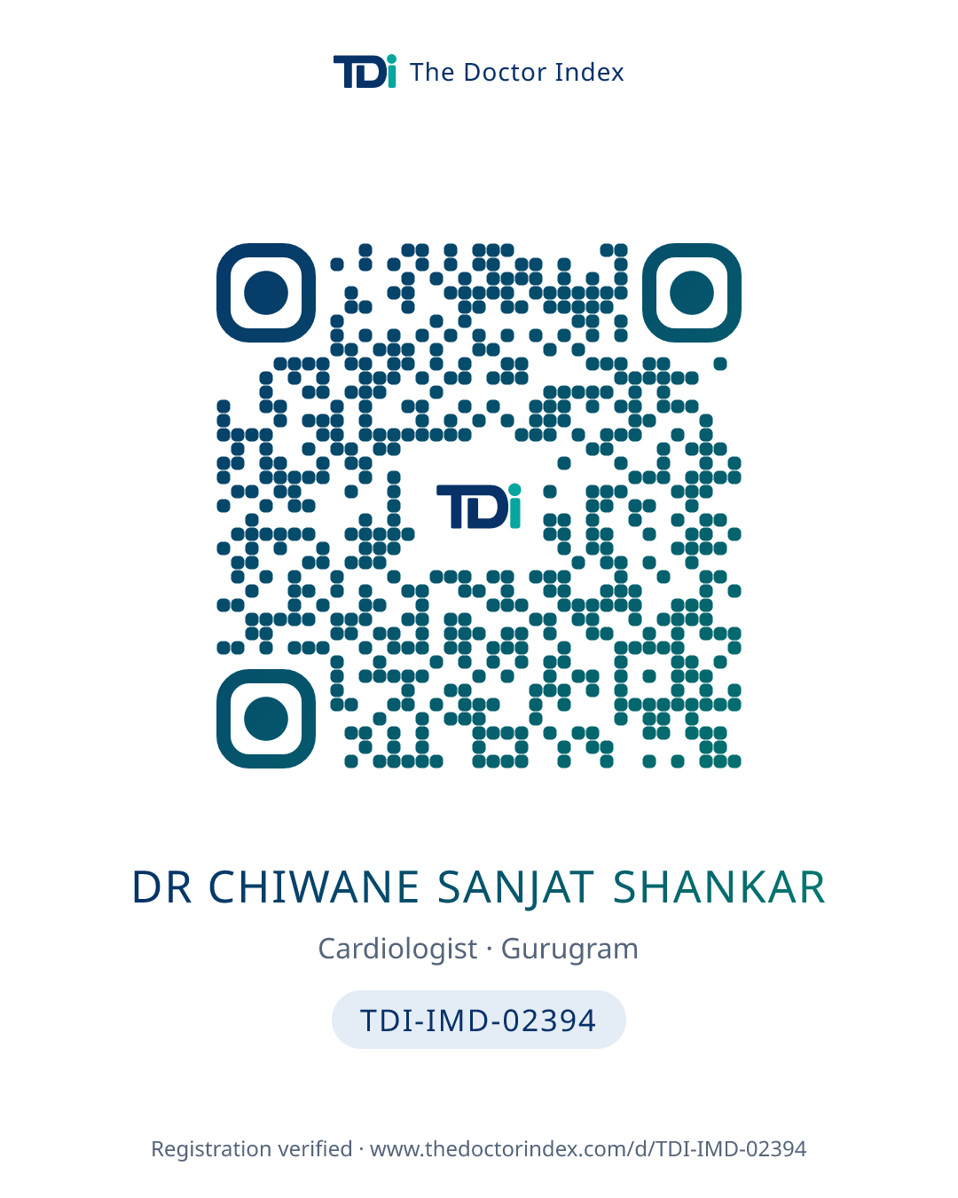 QR card for Dr Chiwane Sanjat Shankar, TDI-IMD-02394