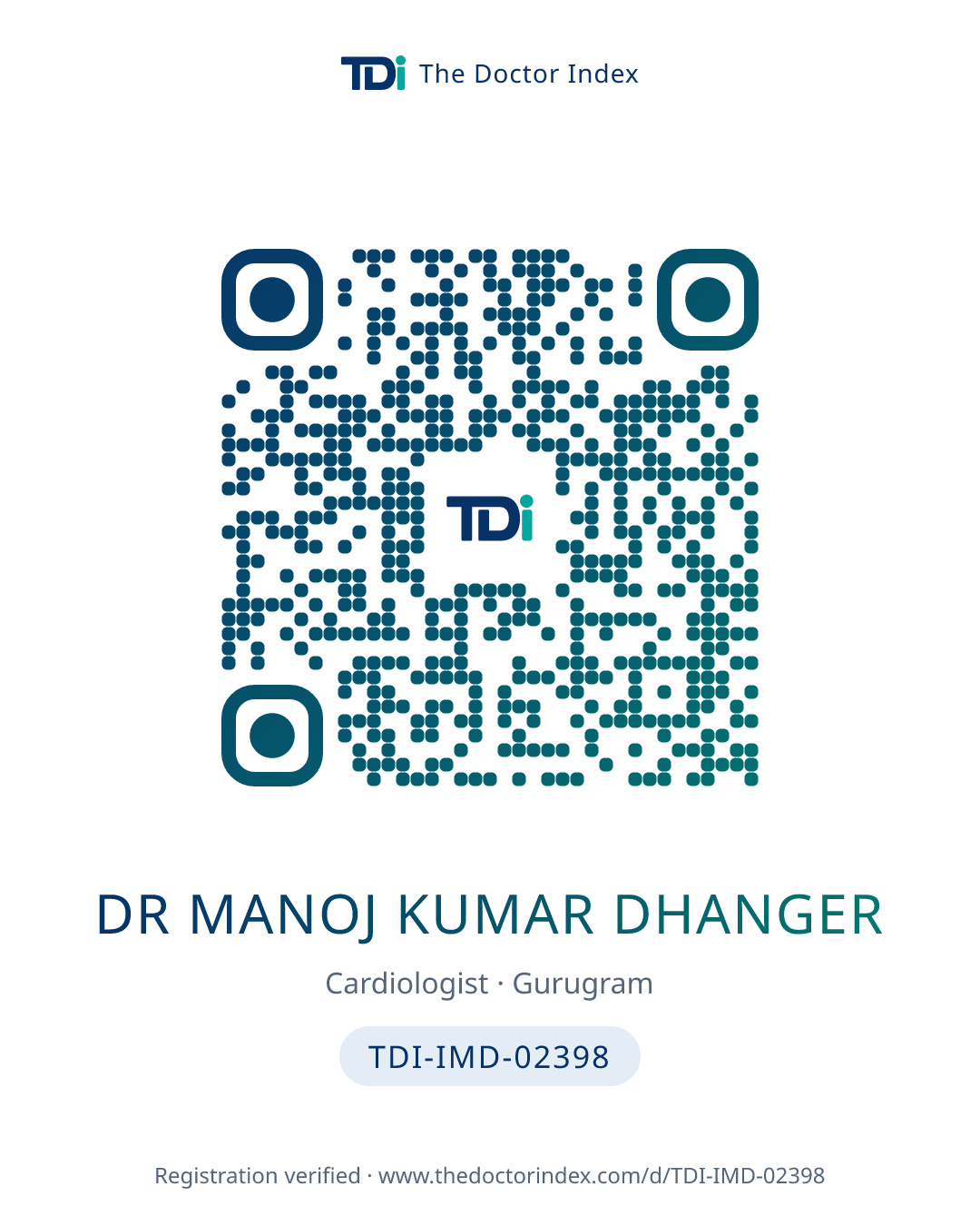 QR card for Dr Manoj Kumar Dhanger, TDI-IMD-02398