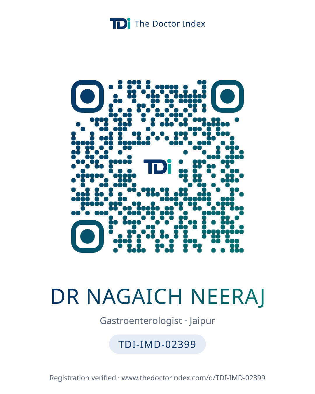 QR card for Dr Nagaich Neeraj, TDI-IMD-02399