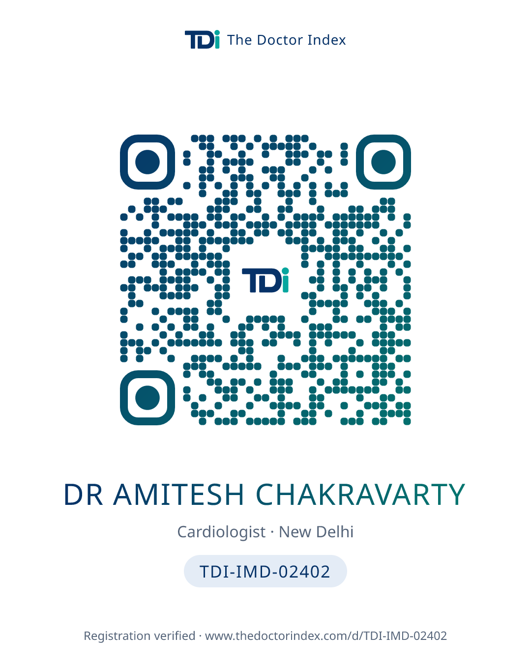 QR card for Dr Amitesh Chakravarty, TDI-IMD-02402