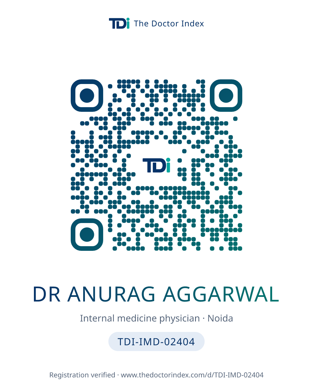 QR card for Dr Anurag Aggarwal, TDI-IMD-02404