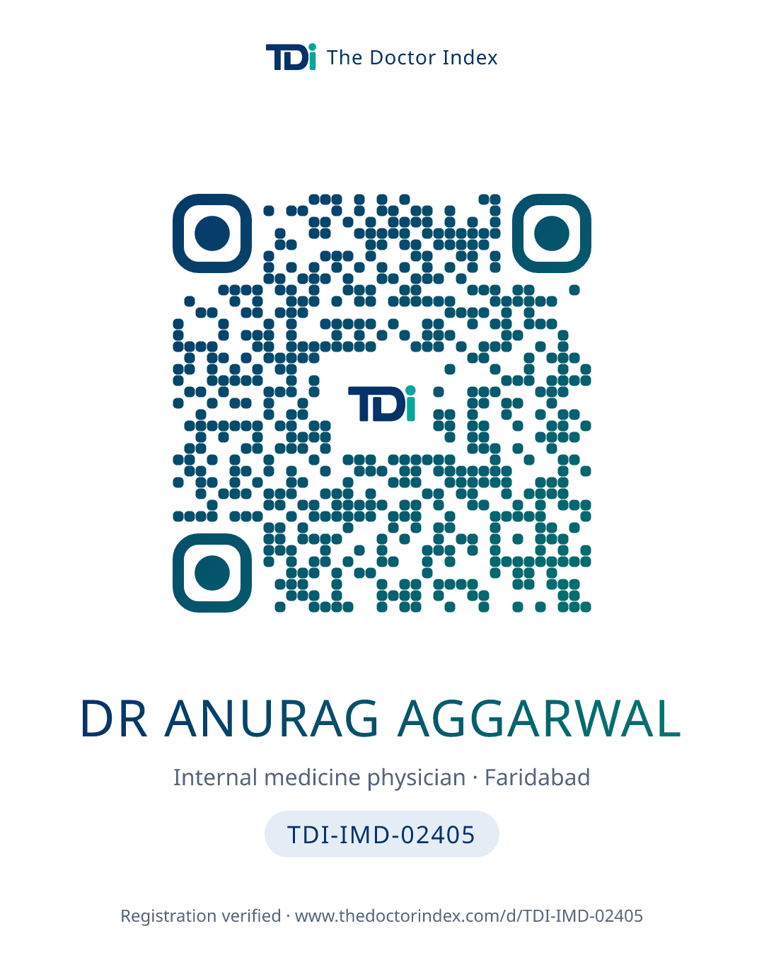 QR card for Dr Anurag Aggarwal, TDI-IMD-02405