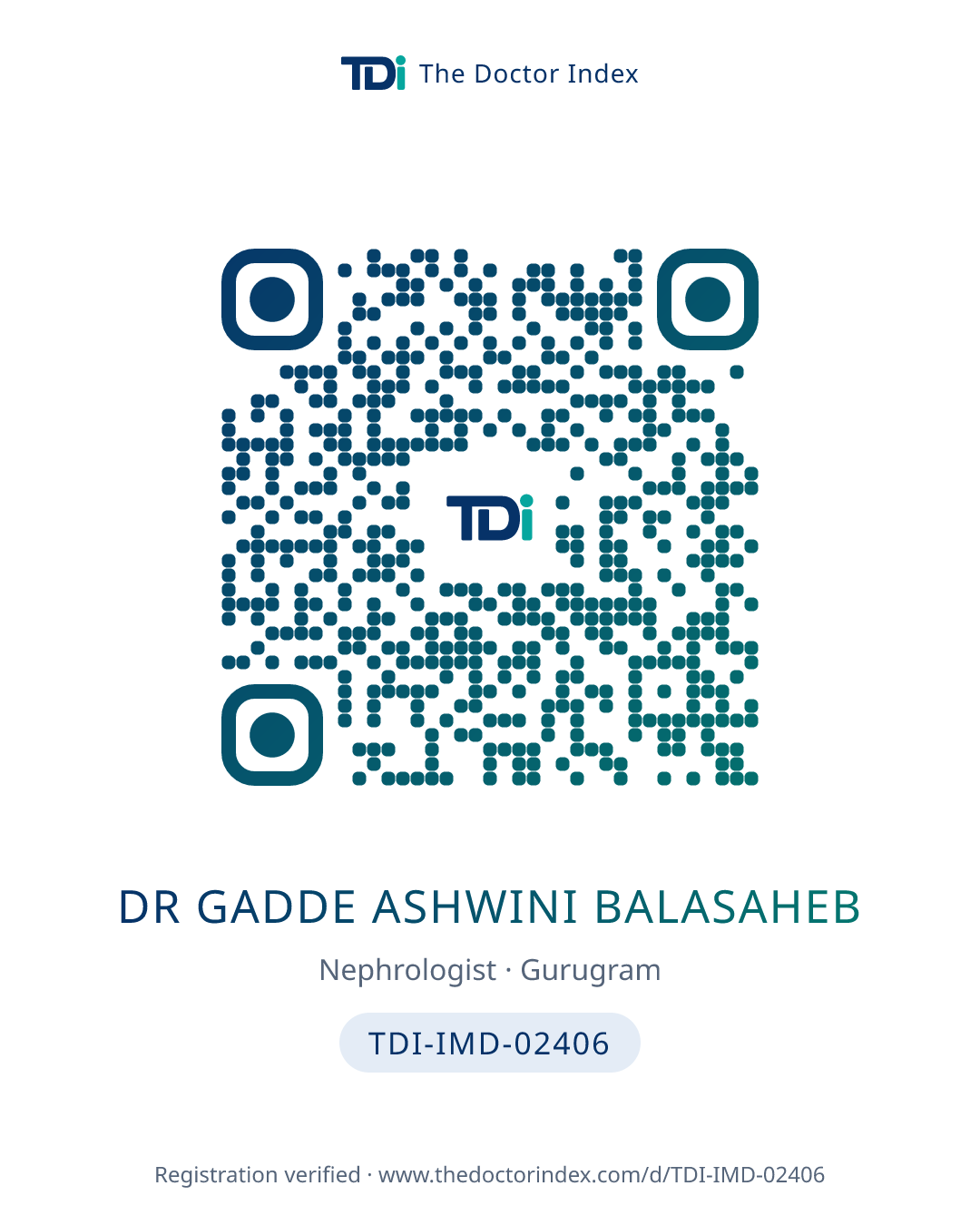 QR card for Dr Gadde Ashwini Balasaheb, TDI-IMD-02406