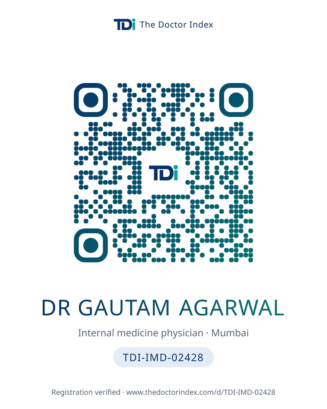 QR card for Dr Gautam Agarwal, TDI-IMD-02428