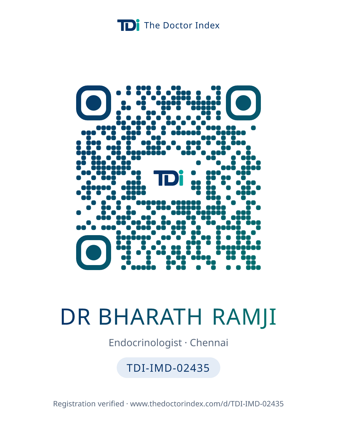 QR card for Dr Bharath Ramji, TDI-IMD-02435