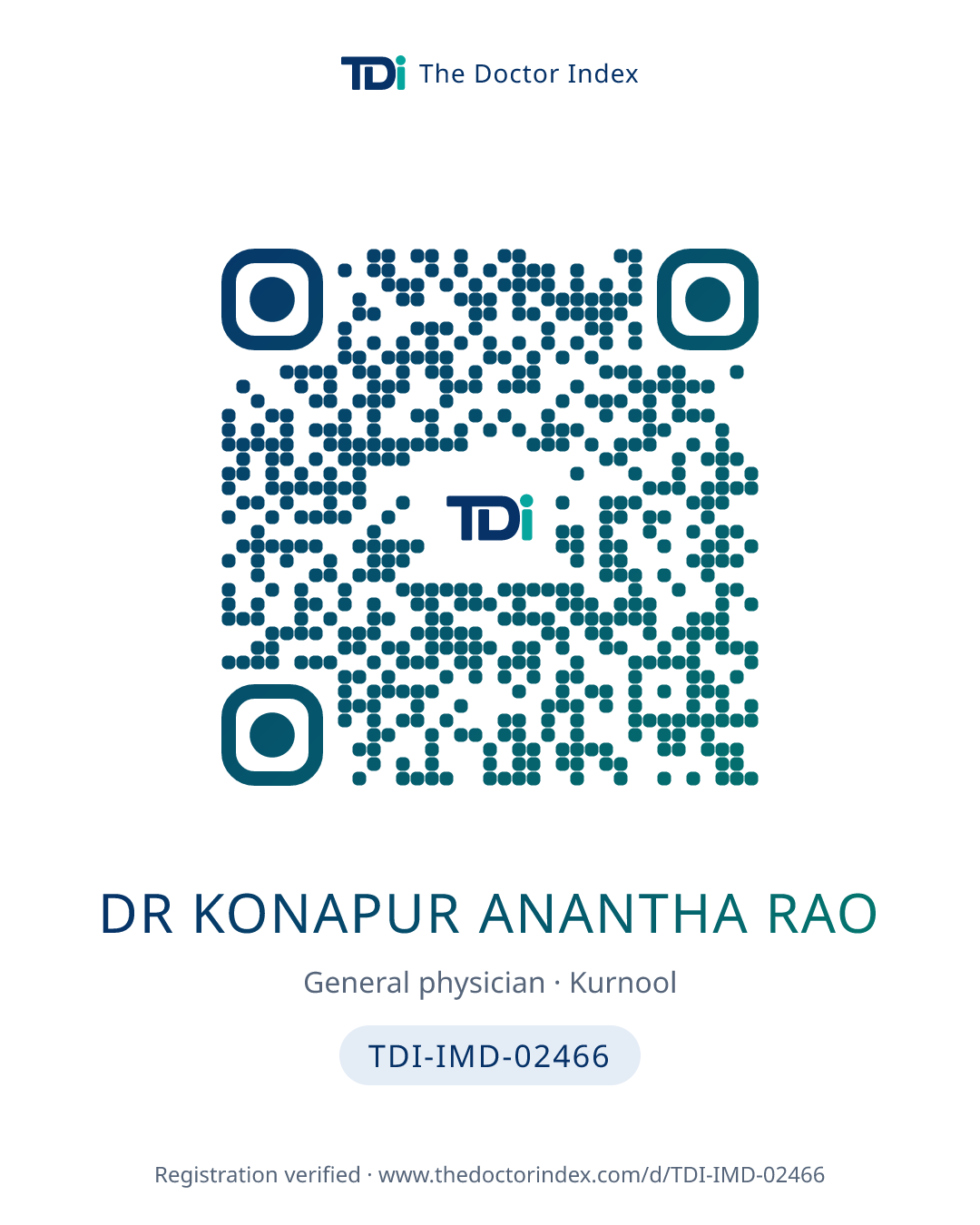 QR card for Dr Konapur Anantha Rao, TDI-IMD-02466