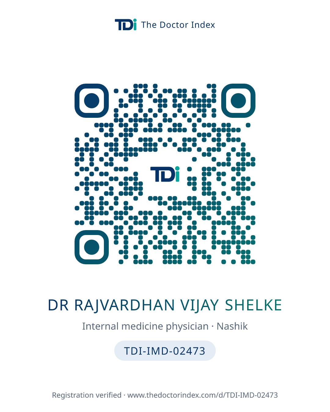 QR card for Dr Rajvardhan Vijay Shelke, TDI-IMD-02473