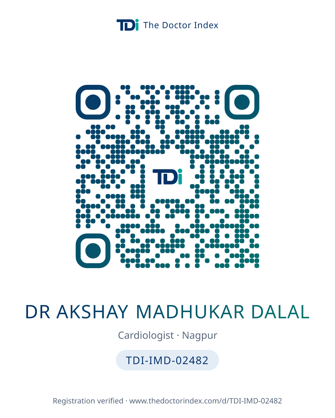QR card for Dr Akshay Madhukar Dalal, TDI-IMD-02482