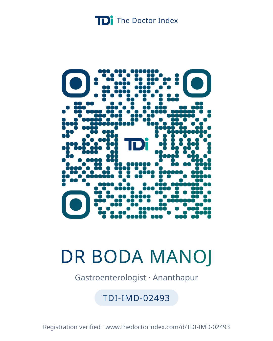 QR card for Dr Boda Manoj, TDI-IMD-02493