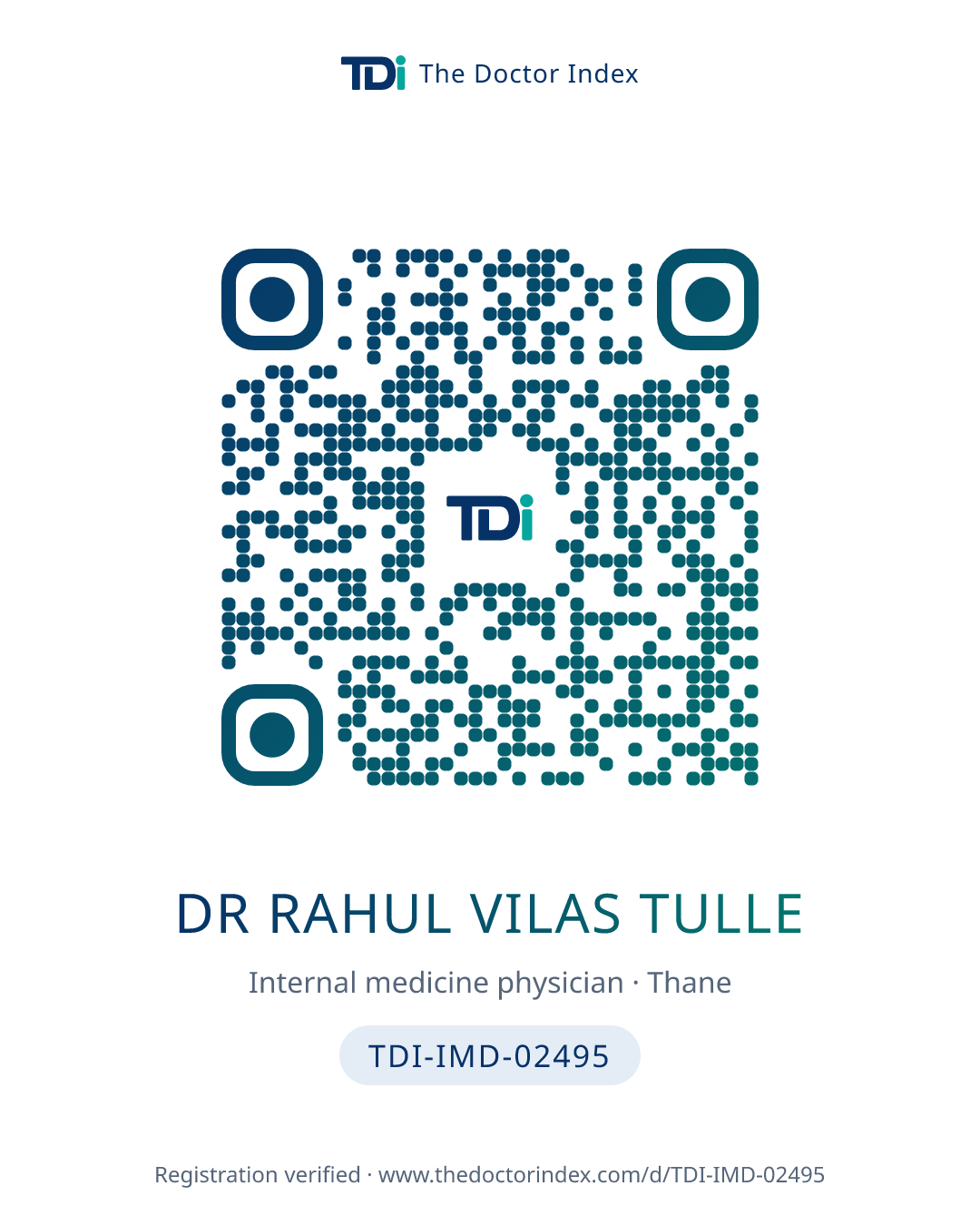QR card for Dr Rahul Vilas Tulle, TDI-IMD-02495