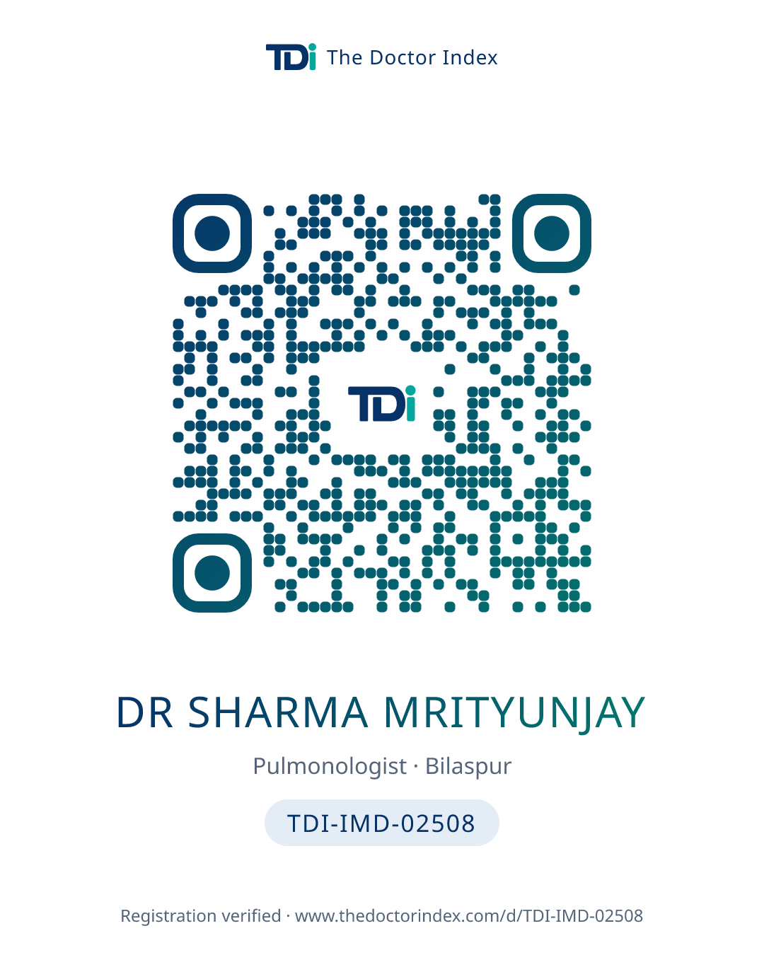QR card for Dr Sharma Mrityunjay, TDI-IMD-02508