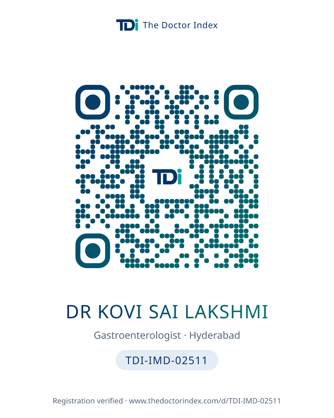 QR card for Dr Kovi Sai Lakshmi, TDI-IMD-02511