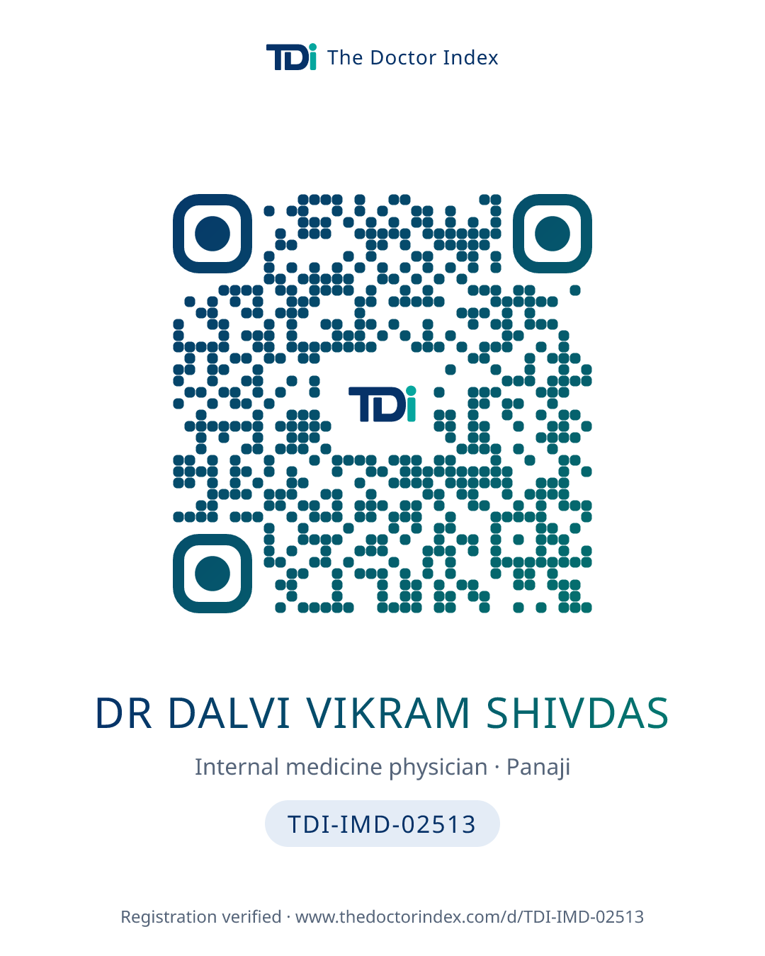 QR card for Dr Dalvi Vikram Shivdas, TDI-IMD-02513