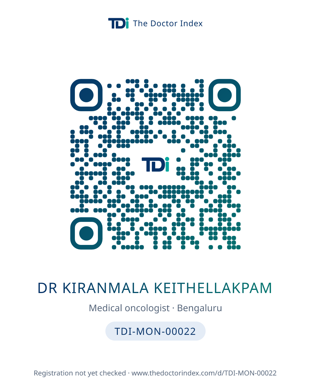 QR card for Dr Kiranmala Keithellakpam, TDI-MON-00022